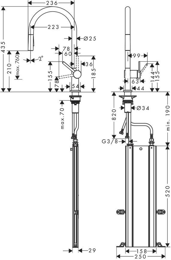 Змішувач для кухонної мийки з висувним душем Hansgrohe Talis M54 72801800, нержавіюча сталь 77035 фото | La Dushe | Салон меблів і сантехнікаи Ля Душе | Портал для професіоналів | Дизайн інтер'єрів | Персональний сервіс| Професійна консульація | Дизайн проект | Імпорт з Єверопи