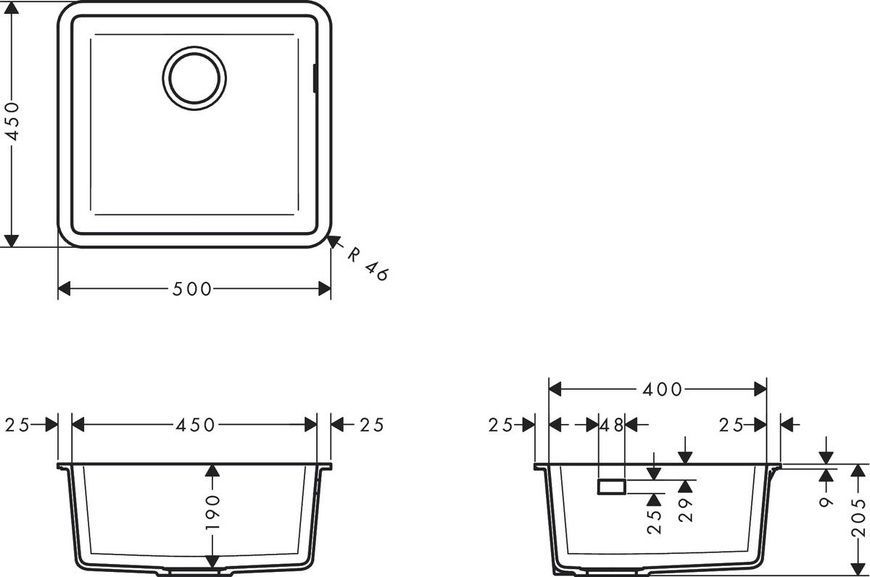 Мийка для кухні Hansgrohe S51 43431290, сірий матовий 92648 фото | La Dushe | Салон меблів і сантехнікаи Ля Душе | Портал для професіоналів | Дизайн інтер'єрів | Персональний сервіс| Професійна консульація | Дизайн проект | Імпорт з Єверопи