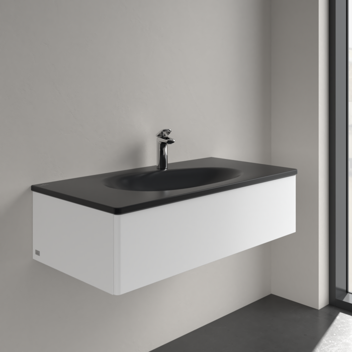 Умивальник накладний Villeroy & Boch Antao 4A76A2R7, 100x50см, без переливу, з отвором під змішувач, Ceramic Plus, чорний матовий 800005571 фото | La Dushe | Салон меблів і сантехнікаи Ля Душе | Портал для професіоналів | Дизайн інтер'єрів | Персональний сервіс| Професійна консульація | Дизайн проект | Імпорт з Єверопи
