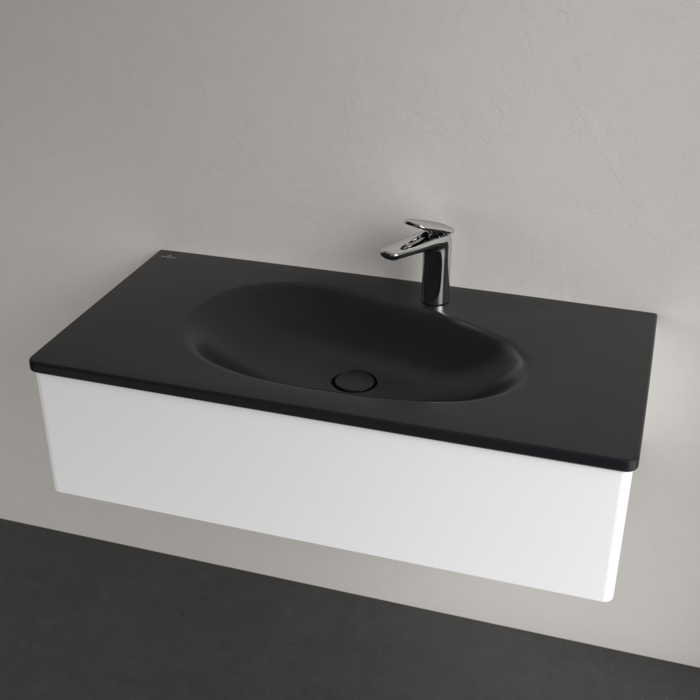 Умивальник накладний Villeroy & Boch Antao 4A76A2R7, 100x50см, без переливу, з отвором під змішувач, Ceramic Plus, чорний матовий 800005571 фото | La Dushe | Салон меблів і сантехнікаи Ля Душе | Портал для професіоналів | Дизайн інтер'єрів | Персональний сервіс| Професійна консульація | Дизайн проект | Імпорт з Єверопи