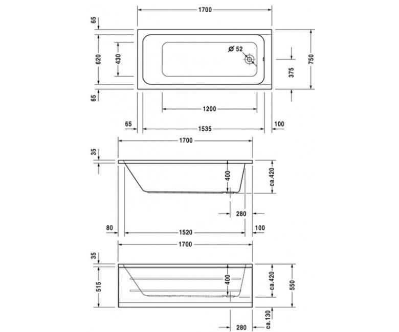 Ванна акриловая Duravit D-Code 700100000000000, 170х75 800005924 фото | La Dushe | Салон мебели и сантехники Ля Душе | Портал для профессионалов | Дизайн интерьеров | Персональный сервис | Профессиональная консульция |  Дизайн проект | Импорт из Еверопы