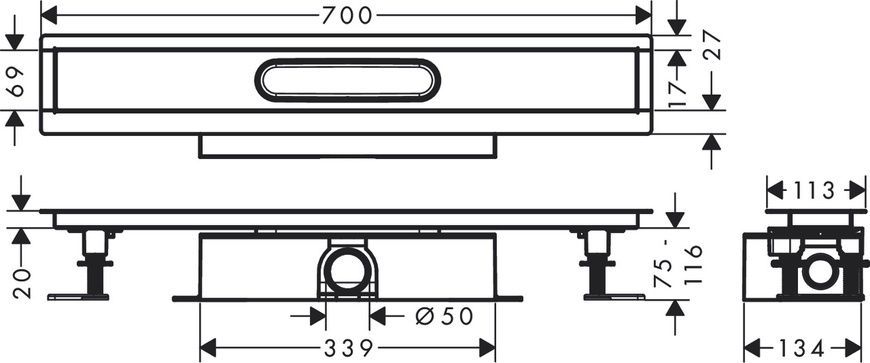 Монтажный комплект для каналов Hansgrohe Ubox Universal 56023180, нержавеющая сталь 88877 фото | La Dushe | Салон мебели и сантехники Ля Душе | Портал для профессионалов | Дизайн интерьеров | Персональный сервис | Профессиональная консульция |  Дизайн проект | Импорт из Еверопы