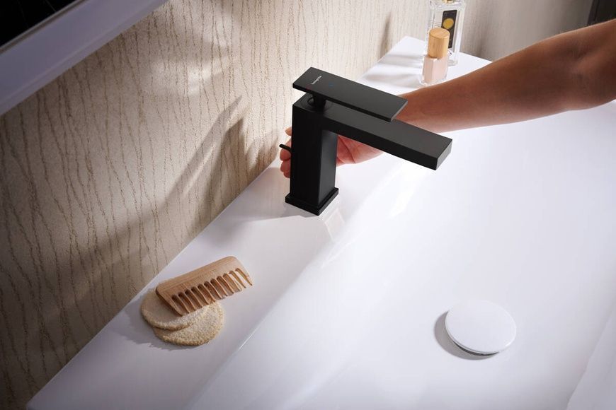 Смеситель для умывальника с донным клапаном Hansgrohe Tecturis E 73014670, черный матовый 800004114 фото | La Dushe | Салон мебели и сантехники Ля Душе | Портал для профессионалов | Дизайн интерьеров | Персональный сервис | Профессиональная консульция |  Дизайн проект | Импорт из Еверопы