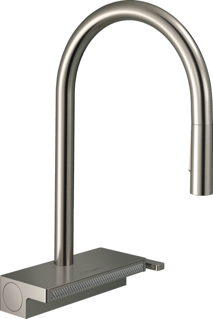 Змішувач для кухонної мийки з висувним душем Hansgrohe Aquno Select M81 73831800, нержавіюча сталь 73662 фото | La Dushe | Салон меблів і сантехнікаи Ля Душе | Портал для професіоналів | Дизайн інтер'єрів | Персональний сервіс| Професійна консульація | Дизайн проект | Імпорт з Єверопи