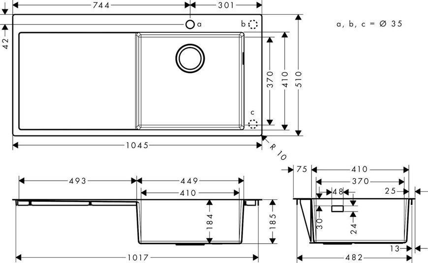 Мийка для кухні Hansgrohe S71 43306800, нержавіюча сталь 800004262 фото | La Dushe | Салон меблів і сантехнікаи Ля Душе | Портал для професіоналів | Дизайн інтер'єрів | Персональний сервіс| Професійна консульація | Дизайн проект | Імпорт з Єверопи