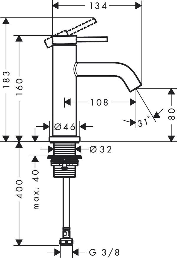 Смеситель для умывальника только для холодной воды Hansgrohe Tecturis S 73313000 800004168 фото | La Dushe | Салон мебели и сантехники Ля Душе | Портал для профессионалов | Дизайн интерьеров | Персональный сервис | Профессиональная консульция |  Дизайн проект | Импорт из Еверопы