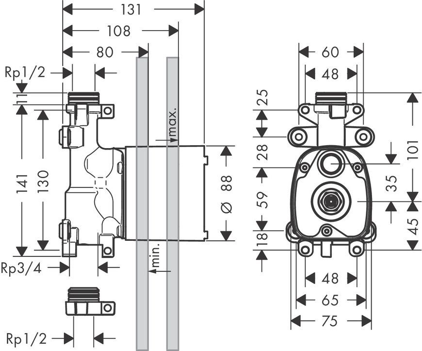 Прихована частина модуля ручного душу 120/120 Axor Shower Solutions 10650180 13265 фото | La Dushe | Салон меблів і сантехнікаи Ля Душе | Портал для професіоналів | Дизайн інтер'єрів | Персональний сервіс| Професійна консульація | Дизайн проект | Імпорт з Єверопи
