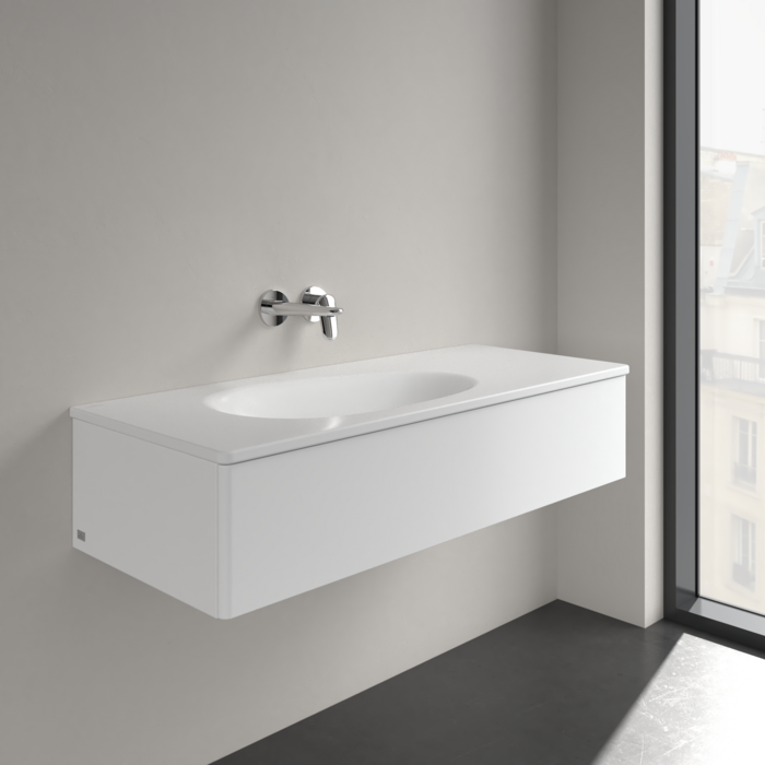 Умивальник накладний Villeroy & Boch Antao 4A77L3RW, 120x50см, без переливу, без отвору під змішувач, Ceramic Plus, білий матовий 800005710 фото | La Dushe | Салон меблів і сантехнікаи Ля Душе | Портал для професіоналів | Дизайн інтер'єрів | Персональний сервіс| Професійна консульація | Дизайн проект | Імпорт з Єверопи