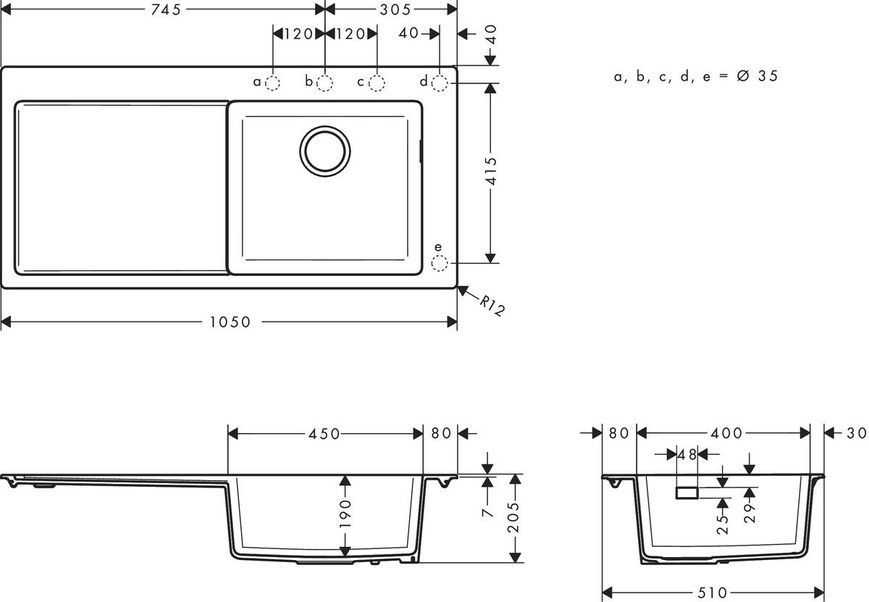 Мийка для кухні з сушаркою зліва Hansgrohe S51 43314170, чорни матовий 69130 фото | La Dushe | Салон меблів і сантехнікаи Ля Душе | Портал для професіоналів | Дизайн інтер'єрів | Персональний сервіс| Професійна консульація | Дизайн проект | Імпорт з Єверопи