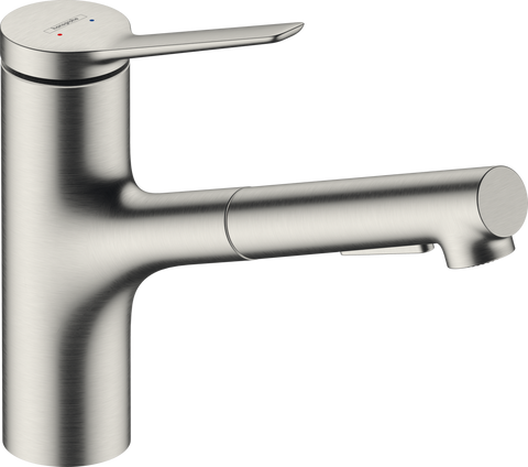Змішувач з висувним виливом для кухонної мийки Hansgrohe Zesis M33 74821800, нержавіюча сталь 800004177 фото | La Dushe | Салон меблів і сантехнікаи Ля Душе | Портал для професіоналів | Дизайн інтер'єрів | Персональний сервіс| Професійна консульація | Дизайн проект | Імпорт з Єверопи