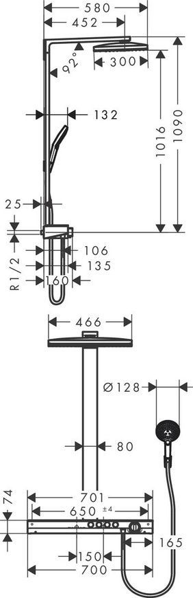 Душевая система с термостатом Hansgrohe Rainmaker Select 27029400, хром с белым 800003722 фото | La Dushe | Салон мебели и сантехники Ля Душе | Портал для профессионалов | Дизайн интерьеров | Персональный сервис | Профессиональная консульция |  Дизайн проект | Импорт из Еверопы