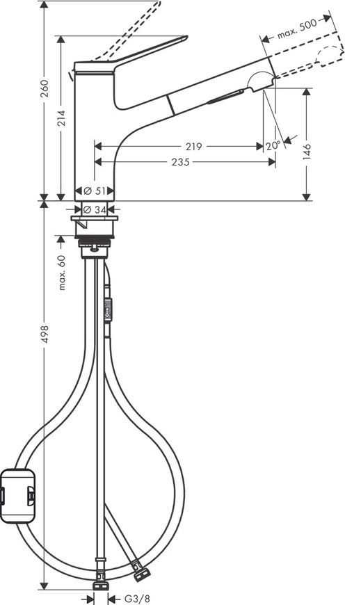 Смеситель для кухни с выдвижным изливом Hansgrohe Zesis 74800670, черный 86600 фото | La Dushe | Салон мебели и сантехники Ля Душе | Портал для профессионалов | Дизайн интерьеров | Персональный сервис | Профессиональная консульция |  Дизайн проект | Импорт из Еверопы