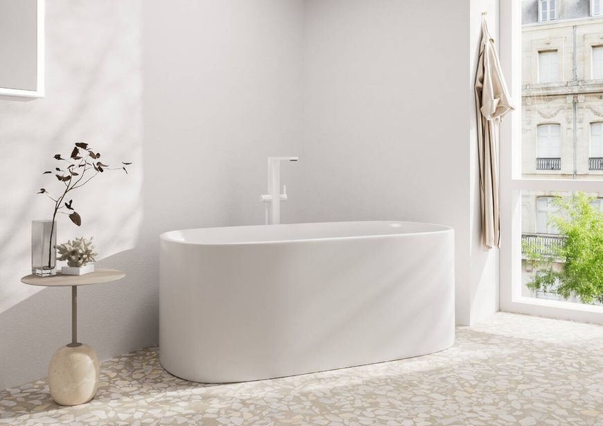 Смеситель для ванны напольный Hansgrohe Tecturis E 73445700, белый матовый 94871 фото | La Dushe | Салон мебели и сантехники Ля Душе | Портал для профессионалов | Дизайн интерьеров | Персональный сервис | Профессиональная консульция |  Дизайн проект | Импорт из Еверопы