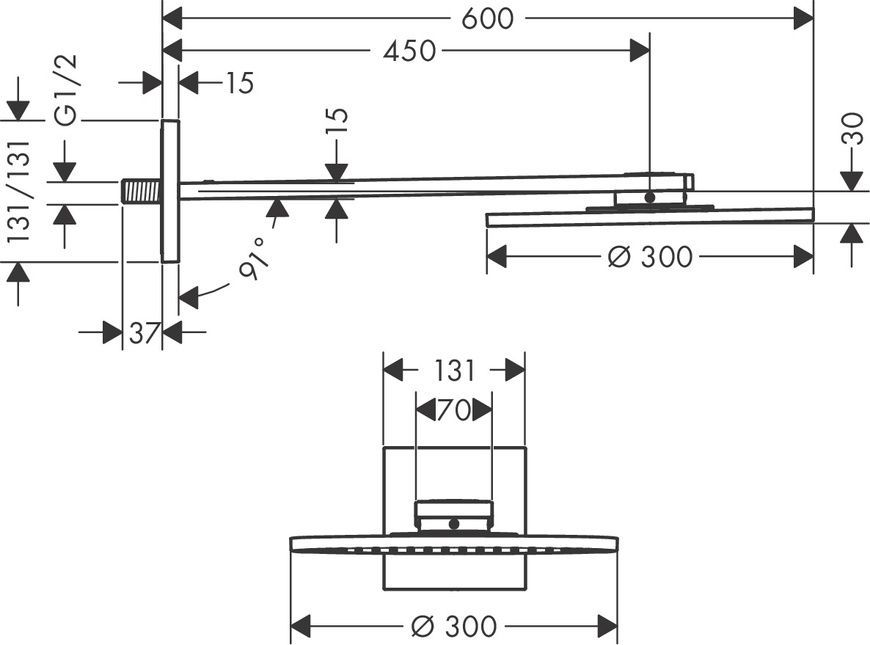 Верхній душ 300 1jet Axor Shower Solutions 35300340, з тримачем, чорний 800004960 фото | La Dushe | Салон меблів і сантехнікаи Ля Душе | Портал для професіоналів | Дизайн інтер'єрів | Персональний сервіс| Професійна консульація | Дизайн проект | Імпорт з Єверопи
