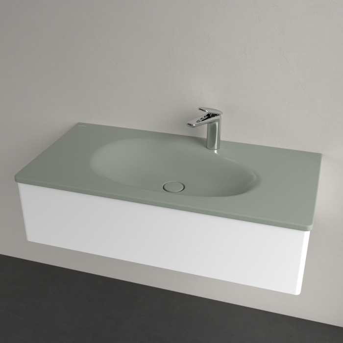 Умивальник накладний Villeroy & Boch Antao 4A76ABR8, 100x50см, з прихованим переливом, з отвором під змішувач, Ceramic Plus, зелений 800005682 фото | La Dushe | Салон меблів і сантехнікаи Ля Душе | Портал для професіоналів | Дизайн інтер'єрів | Персональний сервіс| Професійна консульація | Дизайн проект | Імпорт з Єверопи