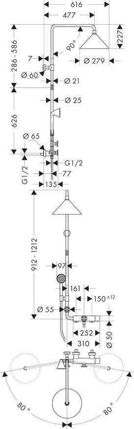 Showerpipe с термостатом и верхним душем 240 2jet Axor Showers Front 26020000 39836 фото | La Dushe | Салон мебели и сантехники Ля Душе | Портал для профессионалов | Дизайн интерьеров | Персональный сервис | Профессиональная консульция |  Дизайн проект | Импорт из Еверопы
