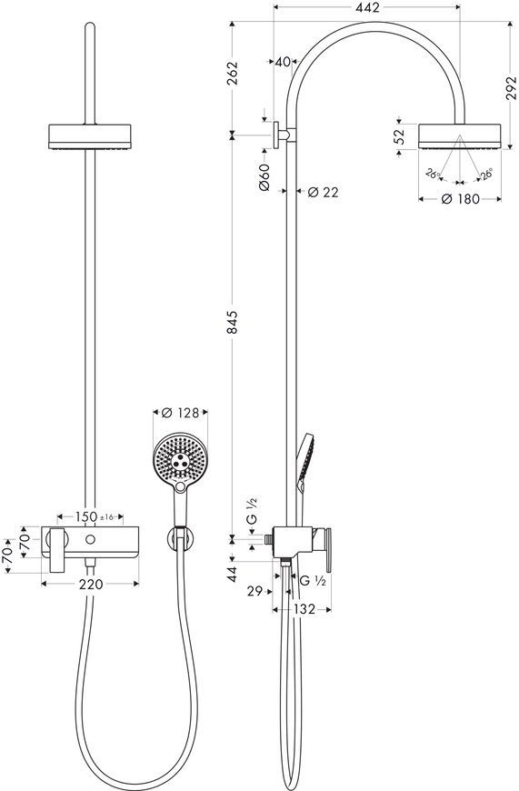Showerpipe с однорычажным смесителем и верхним душем 180 1jet Axor Citterio 39620000 43960 фото | La Dushe | Салон мебели и сантехники Ля Душе | Портал для профессионалов | Дизайн интерьеров | Персональный сервис | Профессиональная консульция |  Дизайн проект | Импорт из Еверопы