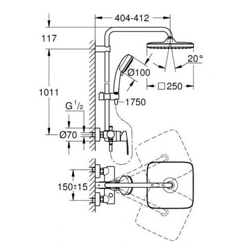 Душевая система со смесителем Grohe Tempesta Cosmopolitan 26692000 79683 фото | La Dushe | Салон мебели и сантехники Ля Душе | Портал для профессионалов | Дизайн интерьеров | Персональный сервис | Профессиональная консульция |  Дизайн проект | Импорт из Еверопы