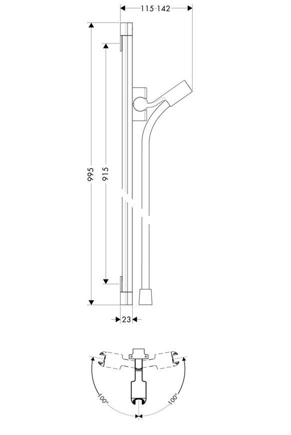 Штанга для душу Hansgrohe Unica 27844000 32067 фото | La Dushe | Салон меблів і сантехнікаи Ля Душе | Портал для професіоналів | Дизайн інтер'єрів | Персональний сервіс| Професійна консульація | Дизайн проект | Імпорт з Єверопи