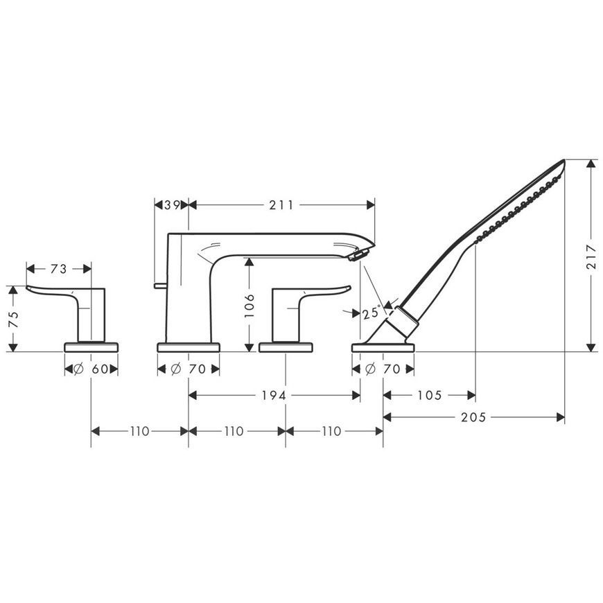 Змішувач на борт ванни Hansgrohe Metris 31442000 37143 фото | La Dushe | Салон меблів і сантехнікаи Ля Душе | Портал для професіоналів | Дизайн інтер'єрів | Персональний сервіс| Професійна консульація | Дизайн проект | Імпорт з Єверопи