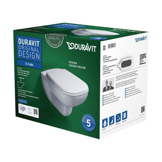 Унітаз підвісний із кришкою Duravit D-Code 45700900A1, Rimless 565x400х450 мм 76058 фото | La Dushe | Салон меблів і сантехнікаи Ля Душе | Портал для професіоналів | Дизайн інтер'єрів | Персональний сервіс| Професійна консульація | Дизайн проект | Імпорт з Єверопи