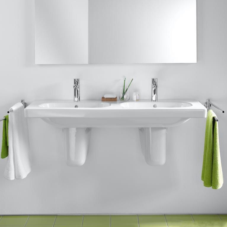 Умывальник подвесной двойной Duravit D-Code 03481200002, 120х48 800005988 фото | La Dushe | Салон мебели и сантехники Ля Душе | Портал для профессионалов | Дизайн интерьеров | Персональный сервис | Профессиональная консульция |  Дизайн проект | Импорт из Еверопы