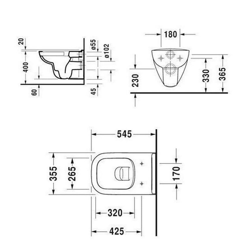 Унітаз підвісний із кришкою Duravit D-Code 45700900A1, Rimless 565x400х450 мм 76058 фото | La Dushe | Салон меблів і сантехнікаи Ля Душе | Портал для професіоналів | Дизайн інтер'єрів | Персональний сервіс| Професійна консульація | Дизайн проект | Імпорт з Єверопи