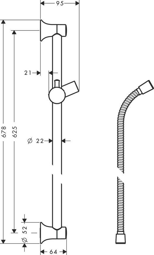 Штанга для душа со шлангом для душа Hansgrohe Unica 27617820, нержавеющая сталь 800004571 фото | La Dushe | Салон мебели и сантехники Ля Душе | Портал для профессионалов | Дизайн интерьеров | Персональный сервис | Профессиональная консульция |  Дизайн проект | Импорт из Еверопы