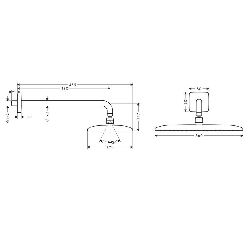 Лійка верхнього душу Hansgrohe Raindance E 27376000 30976 фото | La Dushe | Салон меблів і сантехнікаи Ля Душе | Портал для професіоналів | Дизайн інтер'єрів | Персональний сервіс| Професійна консульація | Дизайн проект | Імпорт з Єверопи
