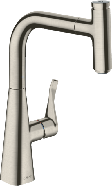 Змішувач для кухонної мийки Hansgrohe Metris Select 14857800, нержавіюча сталь 800003931 фото | La Dushe | Салон меблів і сантехнікаи Ля Душе | Портал для професіоналів | Дизайн інтер'єрів | Персональний сервіс| Професійна консульація | Дизайн проект | Імпорт з Єверопи