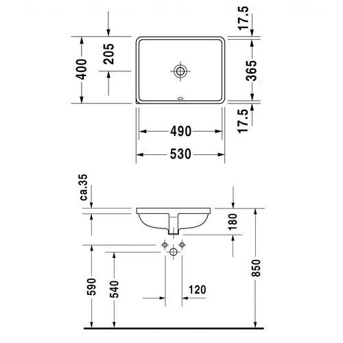 Умивальник вбудований Duravit Starck 3 0305490022, 49х36 800005941 фото | La Dushe | Салон меблів і сантехнікаи Ля Душе | Портал для професіоналів | Дизайн інтер'єрів | Персональний сервіс| Професійна консульація | Дизайн проект | Імпорт з Єверопи