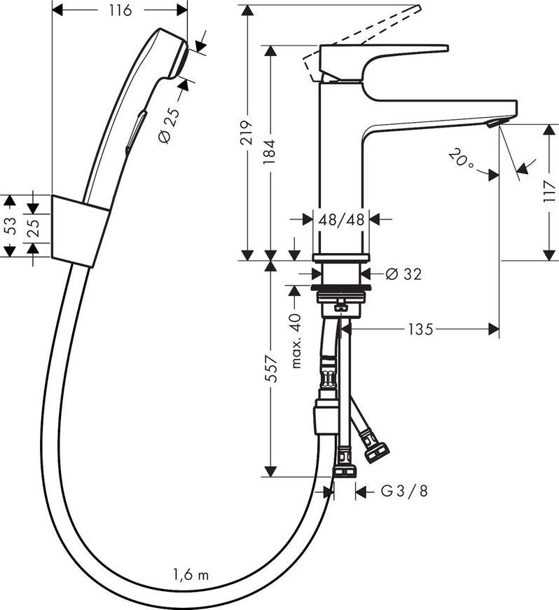 Змішувач для умивальника з гігієнічним душем Hansgrohe Metropol 74522000 62754 фото | La Dushe | Салон меблів і сантехнікаи Ля Душе | Портал для професіоналів | Дизайн інтер'єрів | Персональний сервіс| Професійна консульація | Дизайн проект | Імпорт з Єверопи