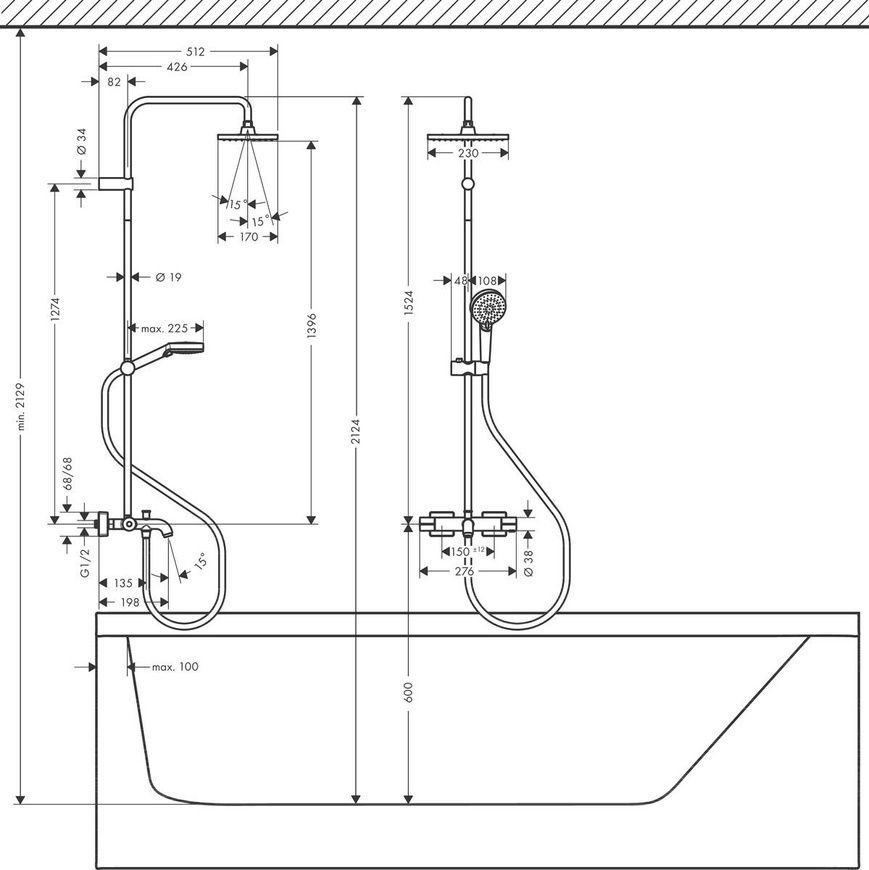Душова система з термостатом Hansgrohe Vernis Blend VERNIS SHAPE 26284000 81669 фото | La Dushe | Салон меблів і сантехнікаи Ля Душе | Портал для професіоналів | Дизайн інтер'єрів | Персональний сервіс| Професійна консульація | Дизайн проект | Імпорт з Єверопи