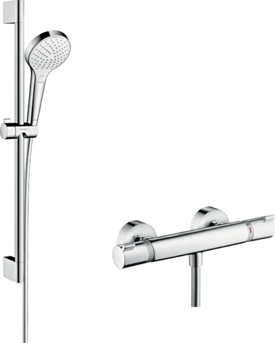 Душовий комплект з термостатом і штангою Hansgrohe Croma Select 27013400, хром з білим 800003735 фото | La Dushe | Салон меблів і сантехнікаи Ля Душе | Портал для професіоналів | Дизайн інтер'єрів | Персональний сервіс| Професійна консульація | Дизайн проект | Імпорт з Єверопи