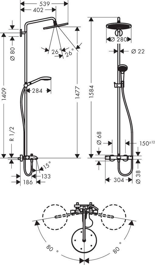 Душевая система Hansgrohe Croma Select 26792000 54364 фото | La Dushe | Салон мебели и сантехники Ля Душе | Портал для профессионалов | Дизайн интерьеров | Персональный сервис | Профессиональная консульция |  Дизайн проект | Импорт из Еверопы