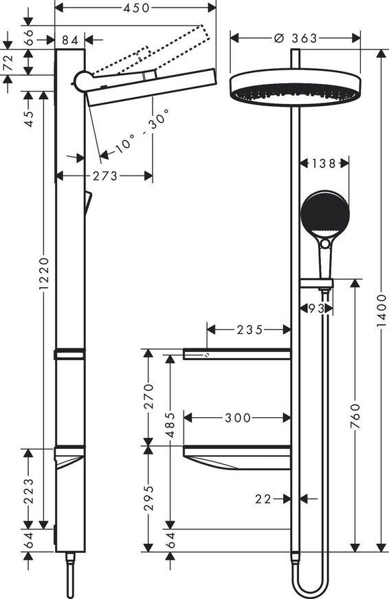 Душова система без змішувача Hansgrohe Rainfinity 26842000, хром 70796 фото | La Dushe | Салон меблів і сантехнікаи Ля Душе | Портал для професіоналів | Дизайн інтер'єрів | Персональний сервіс| Професійна консульація | Дизайн проект | Імпорт з Єверопи