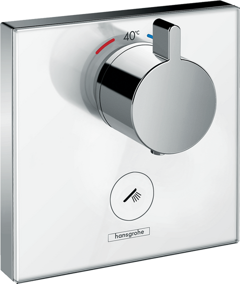 Термостат для душу з окремим виводом для ручного душу скляний Hansgrohe Showerselect 15735400, білий 48160 фото | La Dushe | Салон меблів і сантехнікаи Ля Душе | Портал для професіоналів | Дизайн інтер'єрів | Персональний сервіс| Професійна консульація | Дизайн проект | Імпорт з Єверопи