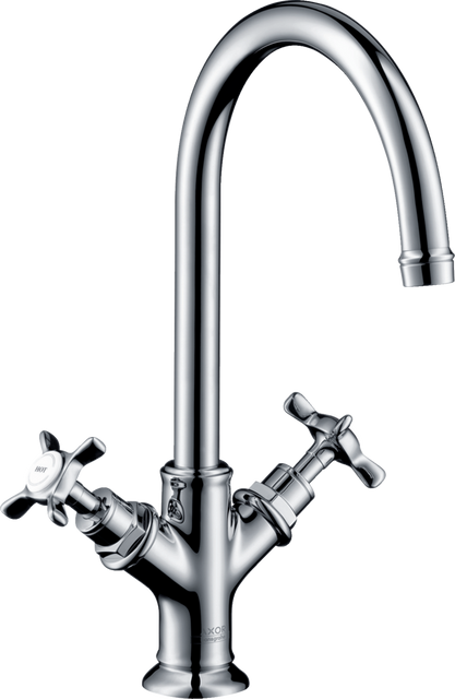 Смеситель для умывальника Axor Montreux 16506000, с двумя рукоятками, 210, с крестообразными рукоятками, с донным клапаном 800004812 фото | La Dushe | Салон мебели и сантехники Ля Душе | Портал для профессионалов | Дизайн интерьеров | Персональный сервис | Профессиональная консульция |  Дизайн проект | Импорт из Еверопы