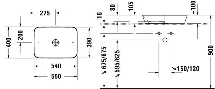 Умывальник на столешницу Duravit Cape Cod 2347550000, 55x40 800005949 фото | La Dushe | Салон мебели и сантехники Ля Душе | Портал для профессионалов | Дизайн интерьеров | Персональный сервис | Профессиональная консульция |  Дизайн проект | Импорт из Еверопы