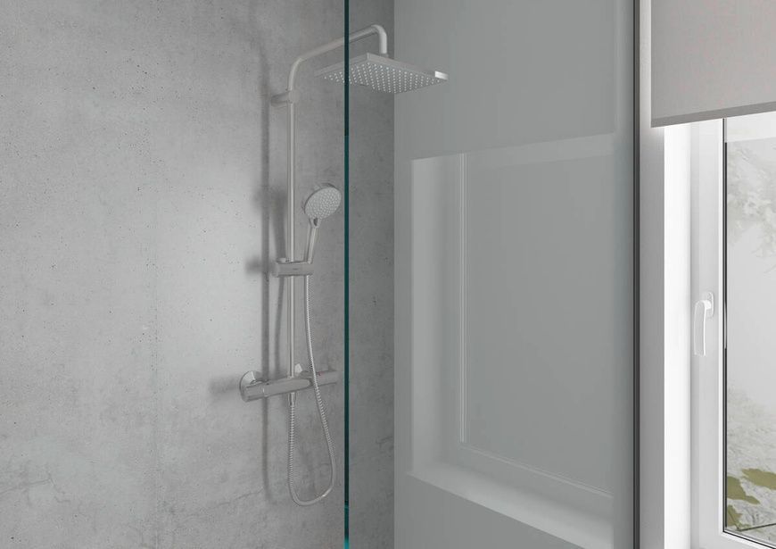 Душова система з термостатом Hansgrohe Vernis Shape 26286000 81667 фото | La Dushe | Салон меблів і сантехнікаи Ля Душе | Портал для професіоналів | Дизайн інтер'єрів | Персональний сервіс| Професійна консульація | Дизайн проект | Імпорт з Єверопи