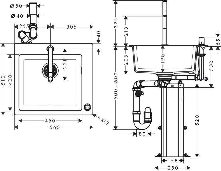 Кухонна мийка кам'яна Hansgrohe C51-F450-06 43217000 81115 фото | La Dushe | Салон меблів і сантехнікаи Ля Душе | Портал для професіоналів | Дизайн інтер'єрів | Персональний сервіс| Професійна консульація | Дизайн проект | Імпорт з Єверопи