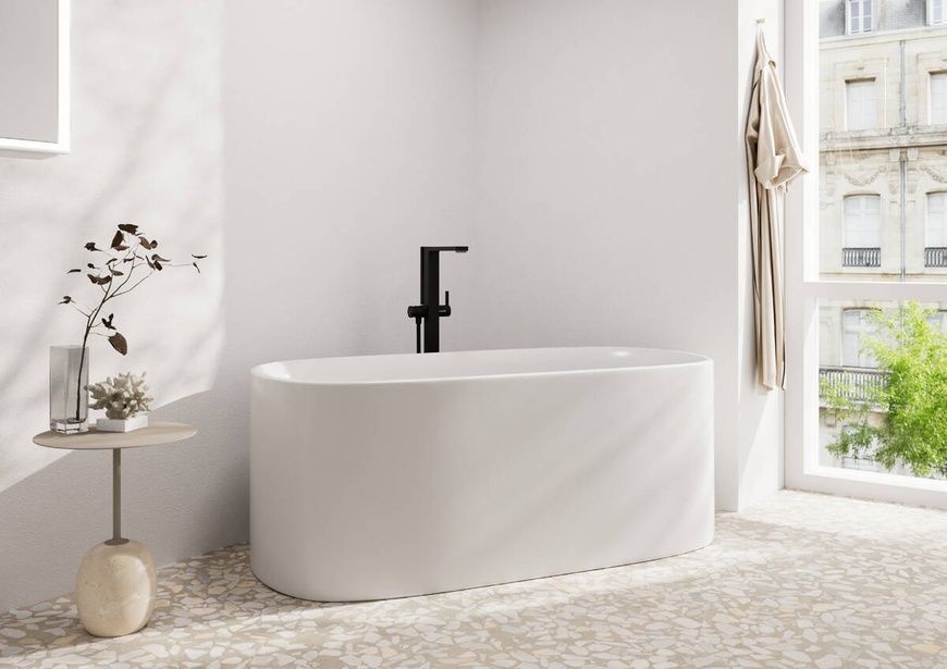 Змішувач для ванни підлоговий Hansgrohe Tecturis E 73445670, чорний матовий 96363 фото | La Dushe | Салон меблів і сантехнікаи Ля Душе | Портал для професіоналів | Дизайн інтер'єрів | Персональний сервіс| Професійна консульація | Дизайн проект | Імпорт з Єверопи