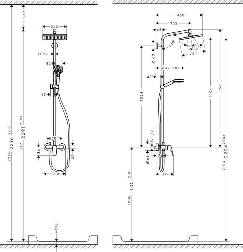 Душевая система со смесителем Hansgrohe Crometta E 27284000, хром 55014 фото | La Dushe | Салон мебели и сантехники Ля Душе | Портал для профессионалов | Дизайн интерьеров | Персональный сервис | Профессиональная консульция |  Дизайн проект | Импорт из Еверопы