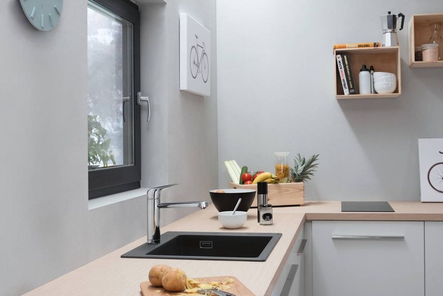 Кухонна мийка кам'яна Hansgrohe 43312380, сірий 79296 фото | La Dushe | Салон меблів і сантехнікаи Ля Душе | Портал для професіоналів | Дизайн інтер'єрів | Персональний сервіс| Професійна консульація | Дизайн проект | Імпорт з Єверопи