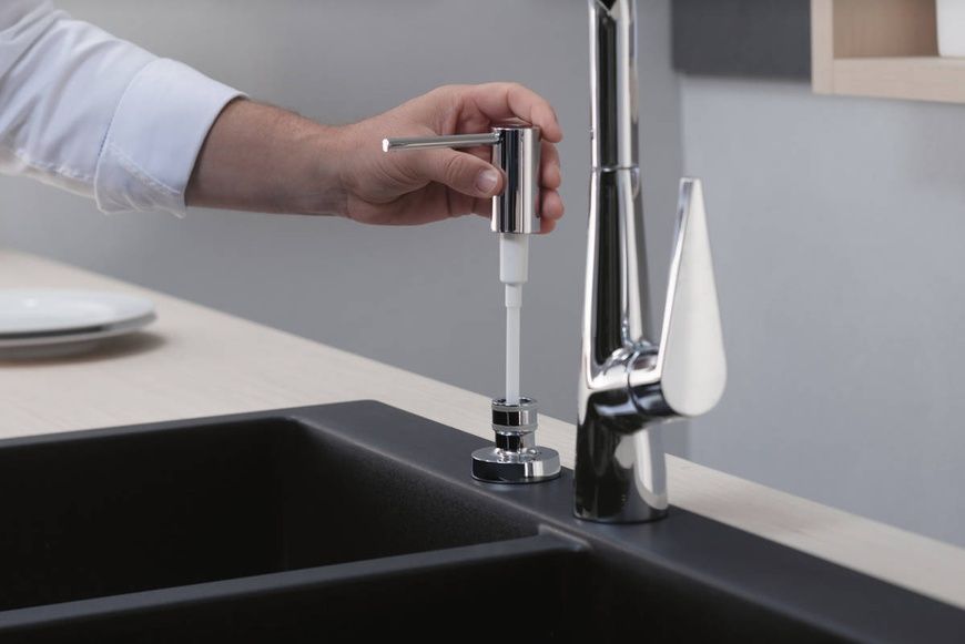 Кухонна мийка кам'яна Hansgrohe 43316170, чорний 84299 фото | La Dushe | Салон меблів і сантехнікаи Ля Душе | Портал для професіоналів | Дизайн інтер'єрів | Персональний сервіс| Професійна консульація | Дизайн проект | Імпорт з Єверопи