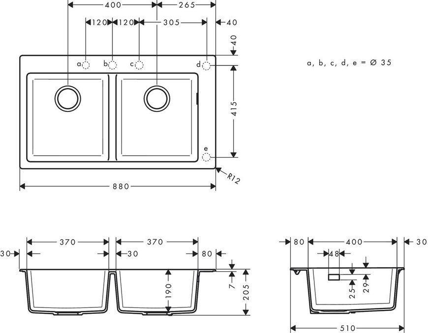 Кухонна мийка кам'яна Hansgrohe 43316170, чорний 84299 фото | La Dushe | Салон меблів і сантехнікаи Ля Душе | Портал для професіоналів | Дизайн інтер'єрів | Персональний сервіс| Професійна консульація | Дизайн проект | Імпорт з Єверопи