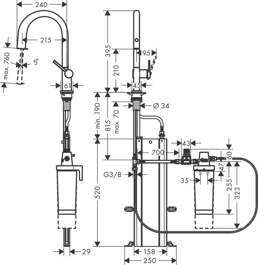 Змішувач для кухонної мийки Hansgrohe Aqittura M91 76800670, чорний матовий 800003946 фото | La Dushe | Салон меблів і сантехнікаи Ля Душе | Портал для професіоналів | Дизайн інтер'єрів | Персональний сервіс| Професійна консульація | Дизайн проект | Імпорт з Єверопи