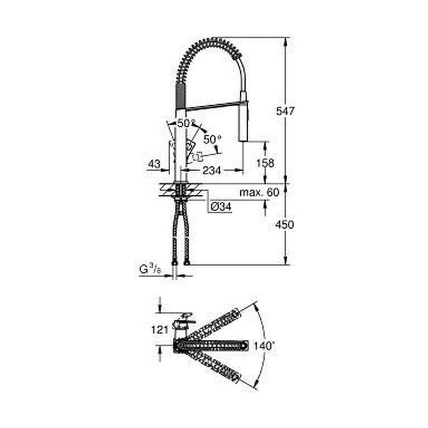 Смеситель для кухни с гибким изливом Grohe Eurocube 31395DC0 59810 фото | La Dushe | Салон мебели и сантехники Ля Душе | Портал для профессионалов | Дизайн интерьеров | Персональный сервис | Профессиональная консульция |  Дизайн проект | Импорт из Еверопы