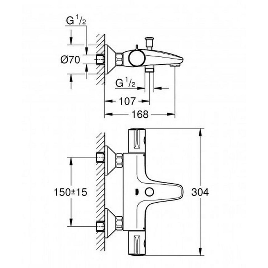 Смеситель для ванны Grohe Grohtherm 800 34567000 47189 фото | La Dushe | Салон мебели и сантехники Ля Душе | Портал для профессионалов | Дизайн интерьеров | Персональный сервис | Профессиональная консульция |  Дизайн проект | Импорт из Еверопы