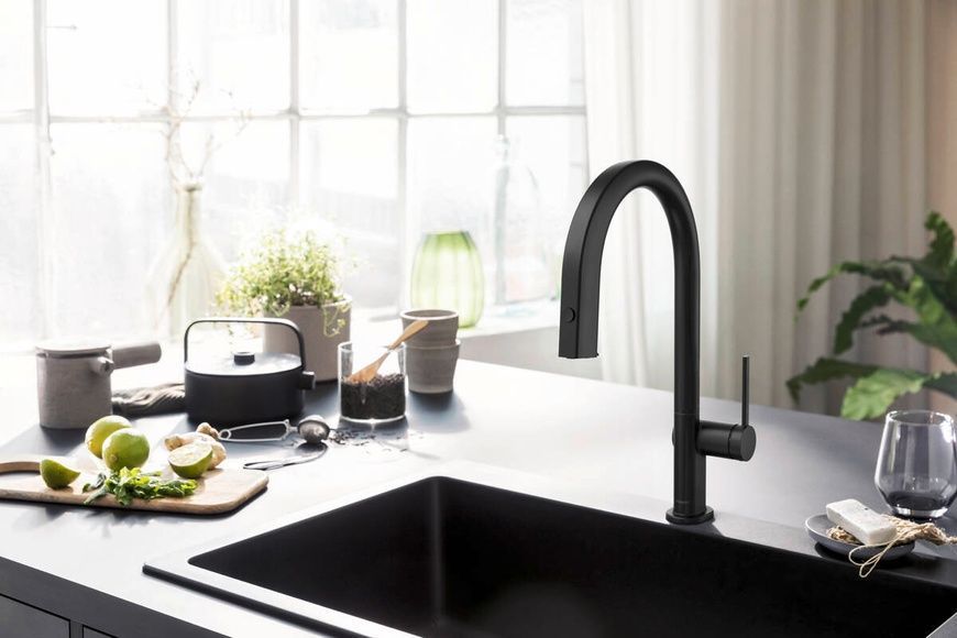 Смеситель для кухни с выдвижным изливом Hansgrohe Aqittura M91 76803000 88501 фото | La Dushe | Салон мебели и сантехники Ля Душе | Портал для профессионалов | Дизайн интерьеров | Персональный сервис | Профессиональная консульция |  Дизайн проект | Импорт из Еверопы